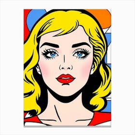 Vivid Desire: A Close-Up Portrait in Pop Art Style Pop Art Canvas Print