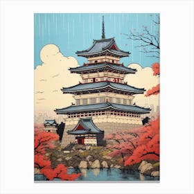 Osaka Castle, Japan Vintage Travel Art 3 Canvas Print
