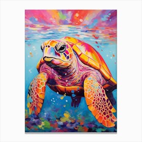 Colourful Sea Turtles In Ocean 3 Canvas Print