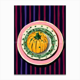 A Plate Of Pumpkins, Autumn Food Illustration Top View 11 Canvas Print