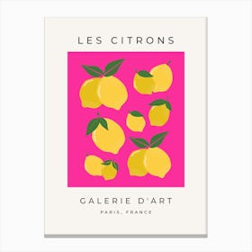 Les Citrons | 02 - Retro Lemon Hot Pink Canvas Print