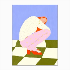 Woman Kneeling On The Floor Canvas Print