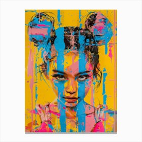 Girl With The Big Hair Canvas Print