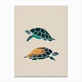 Conservation Sea Turtles, Sea Turtle Retro Minimal 1 Canvas Print