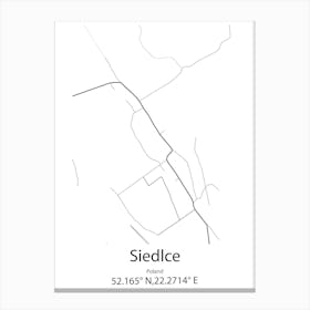 Siedlce,Poland Minimalist Map Canvas Print