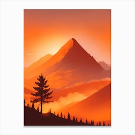 Misty Mountains Vertical Background In Orange Tone 8 Canvas Print