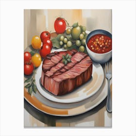 Steak On Plate Canvas Print