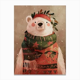 Festive Bear With Holiday Spirit Canvas Print