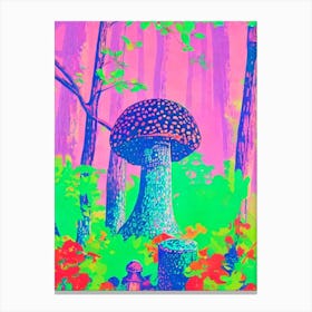 Mushroom Risograph Retro Poster vegetable Canvas Print