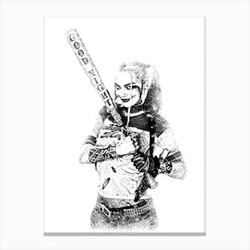 Margot Robbie Harley Quinn Pencil Canvas Print