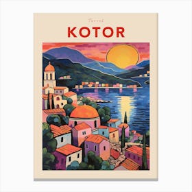 Kotor Montenegro 2 Fauvist Travel Poster Canvas Print