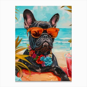 French Bulldog At The Beach Canvas Print