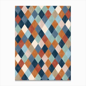 Checkerboard in Terracotta and Blue Canvas Print