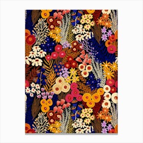 Into The Garden - Abstract Floral Wild Flower Meadow Midnight Canvas Print