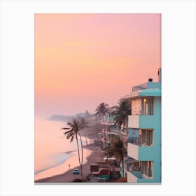 Juhu Beach Mumbai India Turquoise And Pink Tones 4 Canvas Print