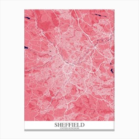 Sheffield Pink Purple Map Canvas Print
