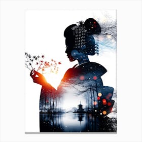 Geisha Silhouette Exposure Canvas Print