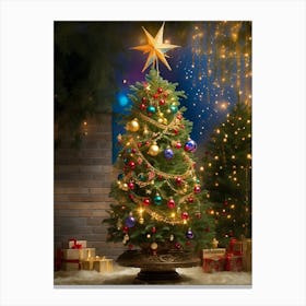 Christmas Tree With Gifts Canvas Print