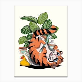 Tiger Cub Cleaning Teeth Canvas Print
