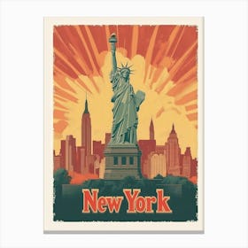 Aihrgdesign A Retro Travel Poster For New York Featuring The 6 Canvas Print