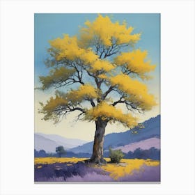 Painting Of A Tree, Yellow, Purple (24) Canvas Print