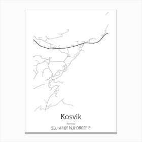 Kosvik,Norway Minimalist Map Canvas Print