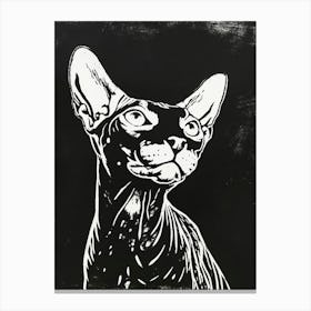 Sphynx Cat Linocut Blockprint 6 Canvas Print