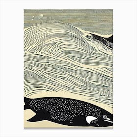 Orca Linocut Canvas Print