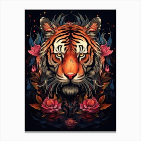 Tiger Art In Naïve Art Style 1 Canvas Print
