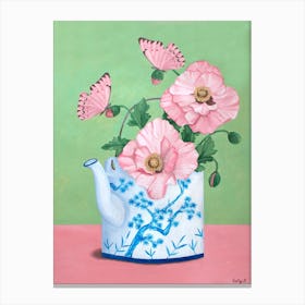 Butterfly And Poppy Chinoiserie Canvas Print