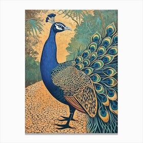 Blue Mustard Peacock In The Wild 1 Canvas Print