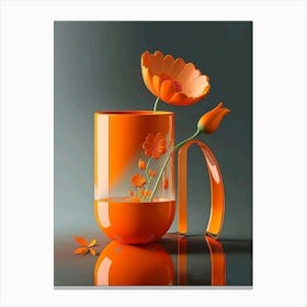 Orange Flowers In A Cup Canvas Print