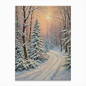 Winter Snowy Road Canvas Print