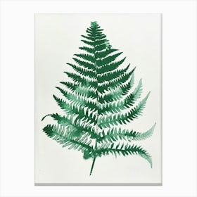 Green Ink Painting Of A Marsh Fern 1 Canvas Print