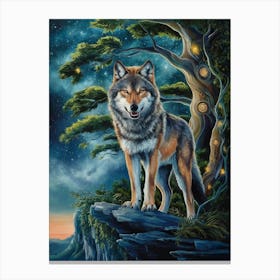 Wolf In The Night Canvas Print