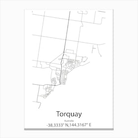 Torquay,Australia Minimalist Map Canvas Print