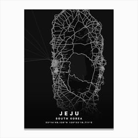 Jeju South Korea Black Map Canvas Print