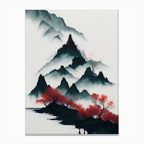 Chinese Landscape Mountains Ink Painting (14) 1 Canvas Print