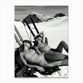 Vintage Bikini Ski Girls Photo Canvas Print