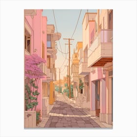 Limassol Cyprus 3 Vintage Pink Travel Illustration Canvas Print