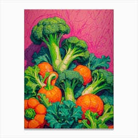 Brocolli And Pumpkins Canvas Print