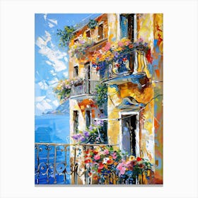 Balcony View Painting In Amalfi 1 Canvas Print