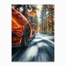 Orange Car In The Forest Canvas Print