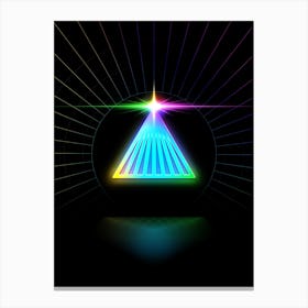 Neon Geometric Glyph in Candy Blue and Pink with Rainbow Sparkle on Black n.0150 Canvas Print