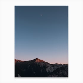 Swiss Alps during sunset with the moon Canvas Print