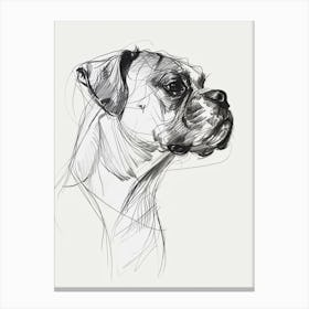 Dog Black & White Line Sketch 2 Canvas Print