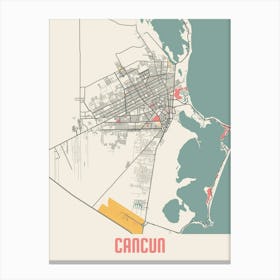 Cancun Map Poster Canvas Print