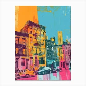 Lower East Side New York Colourful Silkscreen Illustration 4 Canvas Print