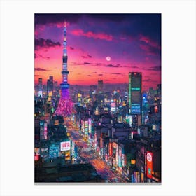 Tokyo Skyline At Night Canvas Print