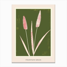 Pink & Green Fountain Grass 1 Flower Poster Canvas Print